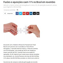 Fuses e aquisies caem 11% no Brasil em novembro